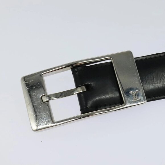 LOUIS VUITTON Belt Leather 29.9""""""""-34.3"""""""" Black Silver M9831 LV A... - Picture 13 of 16